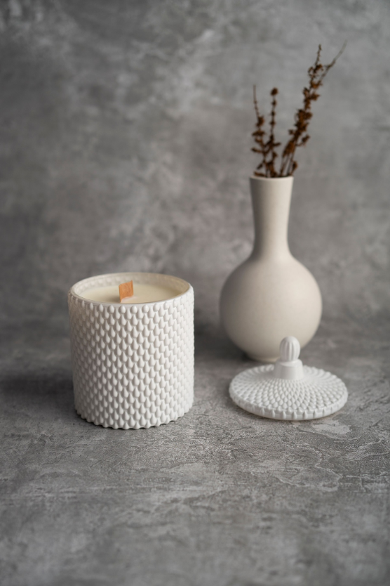 White Raindrop Geo Candle